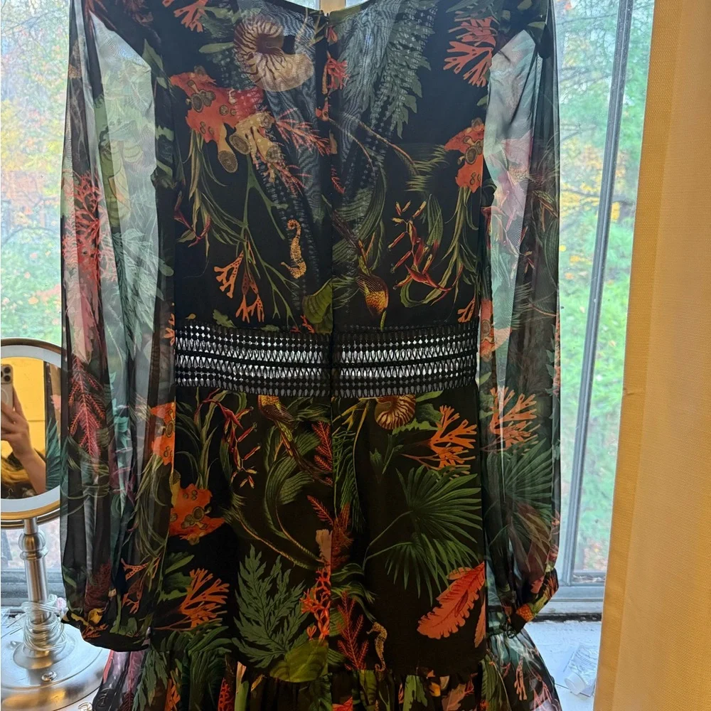 PatBO Elegant Black Dress with Vibrant Floral Design - Picture 1 of 4